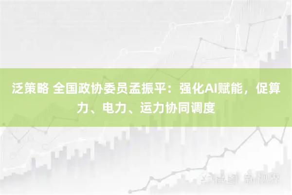 泛策略 全国政协委员孟振平：强化AI赋能，促算力、电力、运力协同调度